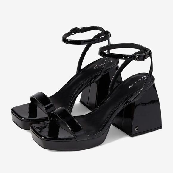 Circus by Sam Edelman Marie Black Block Heel Patent Leather Sandals Sz 6 NWOB - Picture 1 of 12